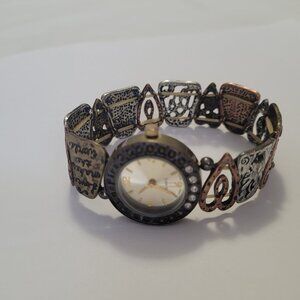 Hearts Watch Stretch Band Bracelet Womens